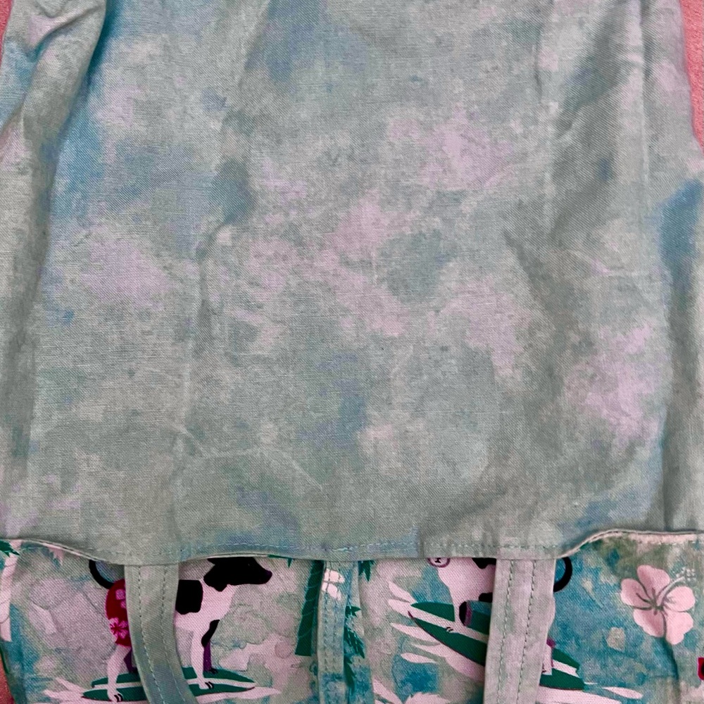 HAND SEWN Mini Tote Bag Tropical Surfing Dogs Print. 
All Fabric
Button Closure - Picture 6 of 8